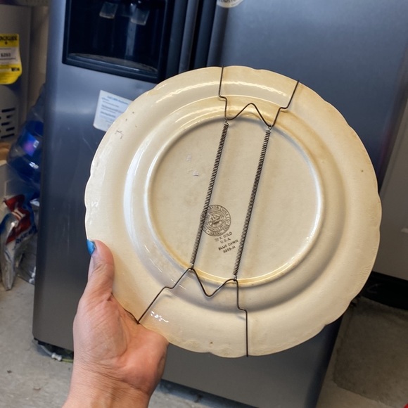 Vintage French Saxon China dinner plates 22k gold blue dawn cottagecore 2 plates - Picture 8 of 9